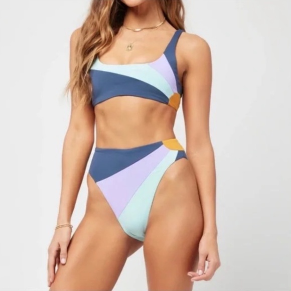 L*Space Lizzie Sunburst Bikini Top Slate, Wisteria, Pool Size L - NWT - Picture 2 of 14